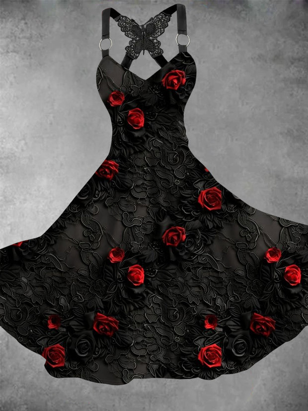 Women's Vintage Floral Art Casual Dress