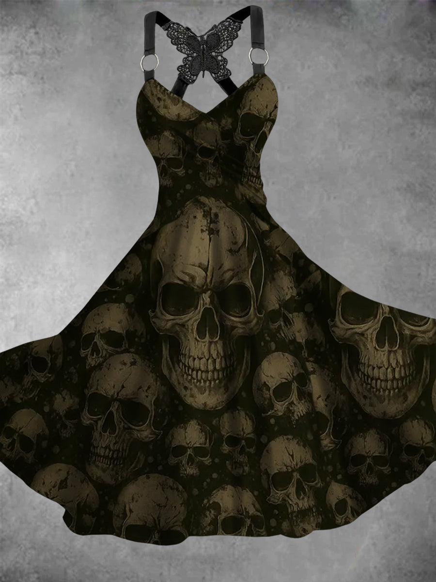 Women's Vintage Skull Art Casual Dress