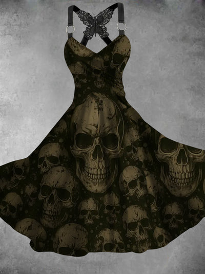 Women's Vintage Skull Art Casual Dress