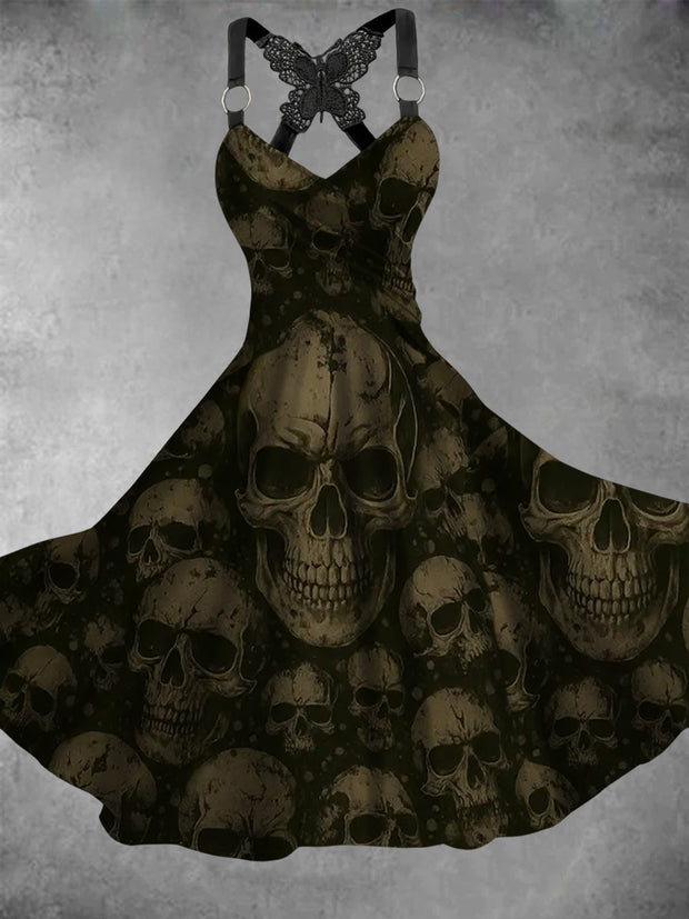 Women's Vintage Skull Art Casual Dress