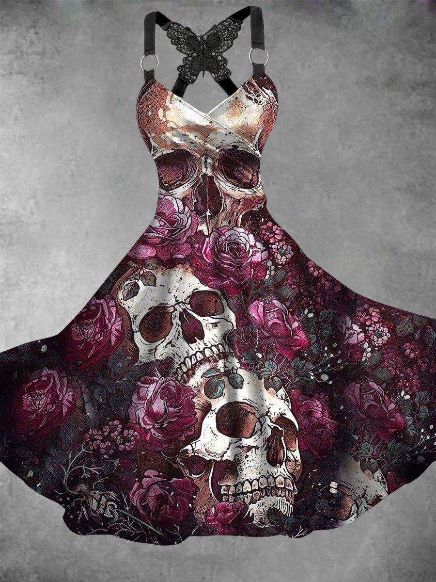 Women's Vintage Skull Art Casual Dress