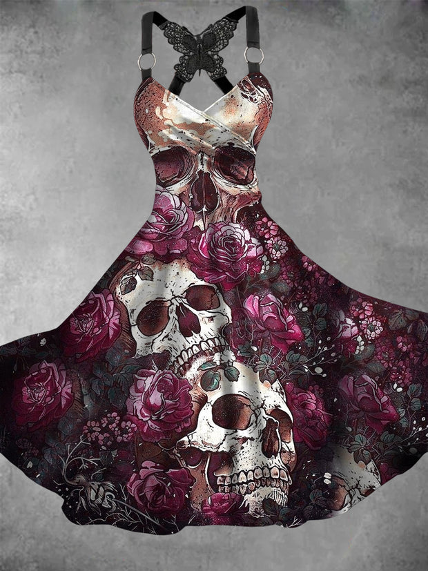 Women's Vintage Skull Art Casual Dress