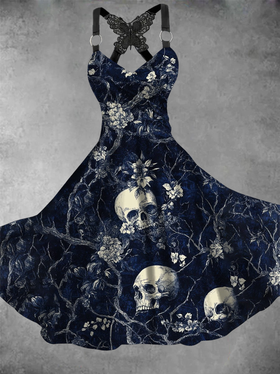Women's Vintage Skull Art Casual Dress