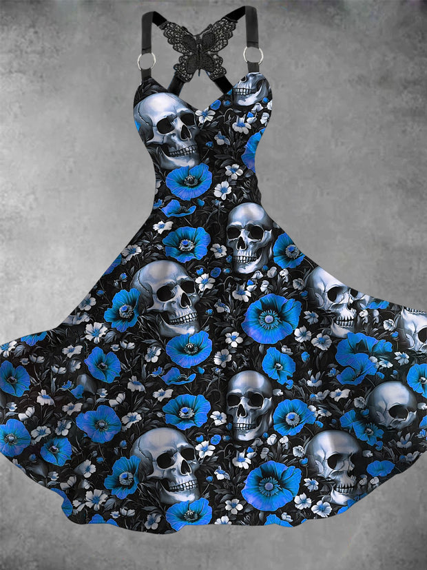 Women's Vintage Skull Art Casual Dress