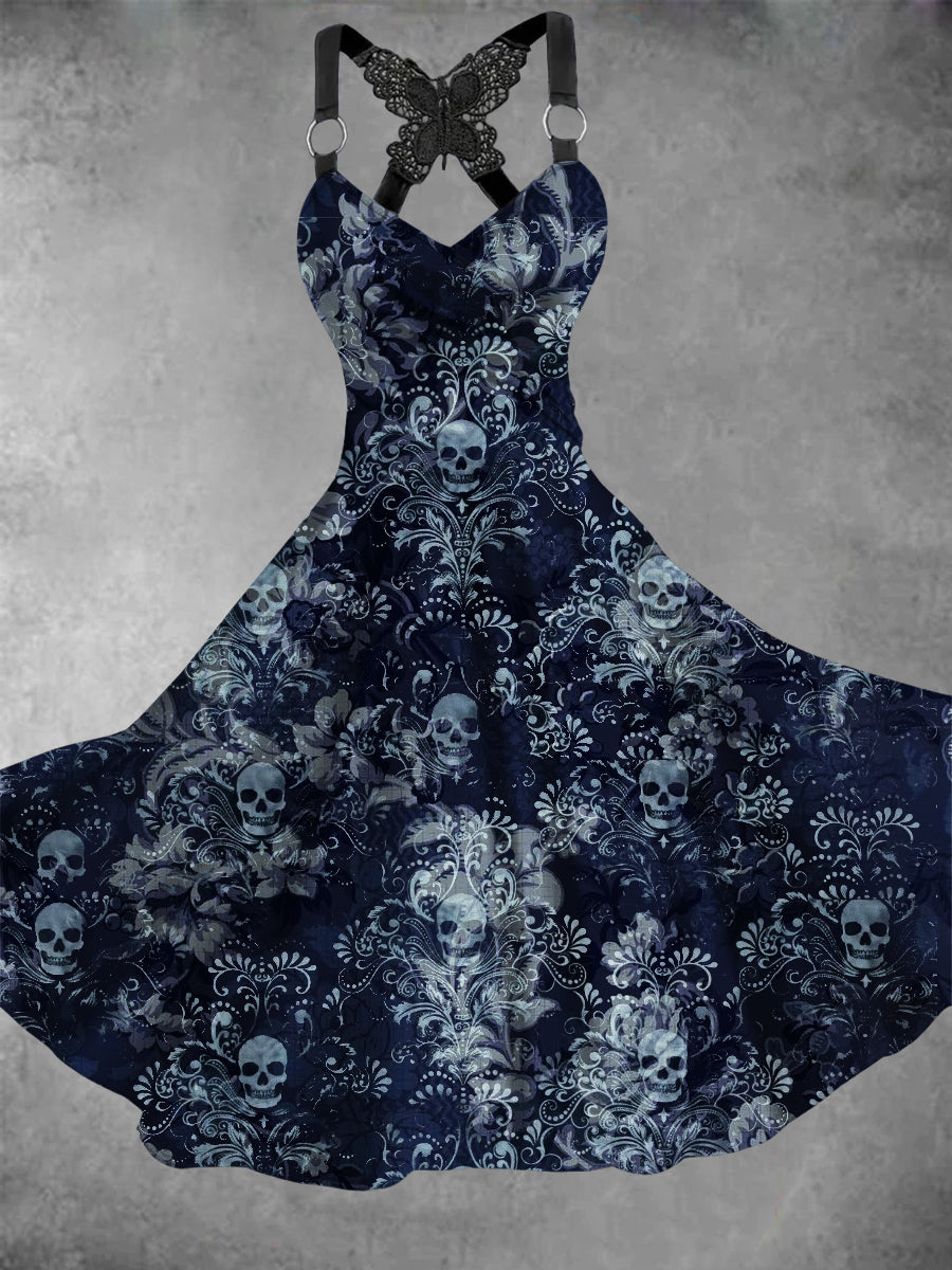 Women's Vintage Skull Art Casual Dress