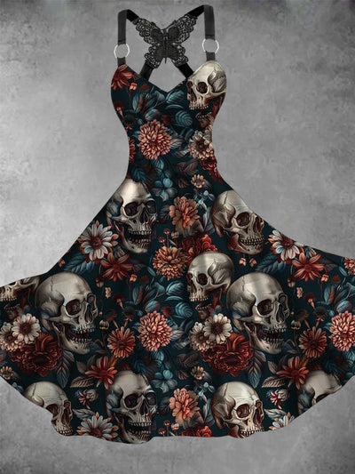 Women's Vintage Skull Art Casual Dress