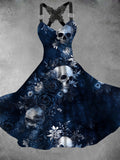 Women's Vintage Skull Art Casual Dress