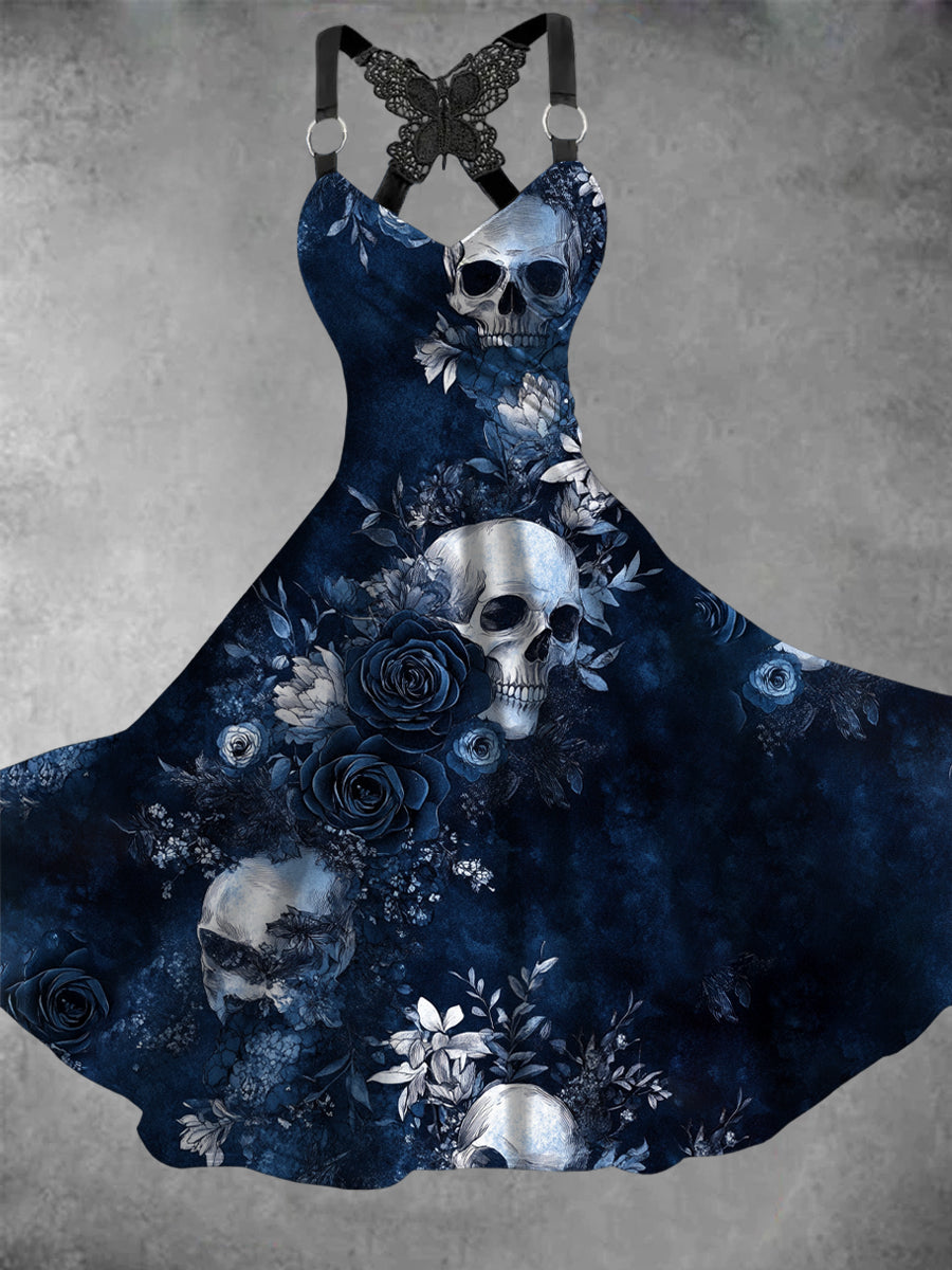 Women's Vintage Skull Art Casual Dress