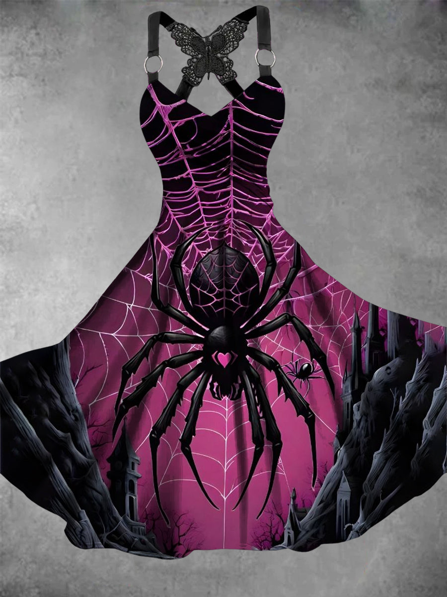 Women's Vintage Spider Art Casual Dress