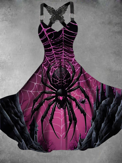 Women's Vintage Spider Art Casual Dress