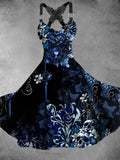 Women's Vintage Skull Floral Art Casual Dress