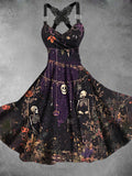 Women's Vintage Skull Floral Art Casual Dress