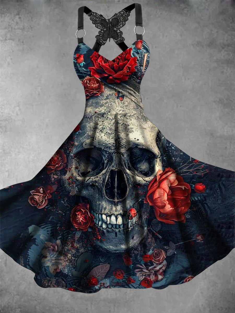 Vintage Skull Art Print Dress
