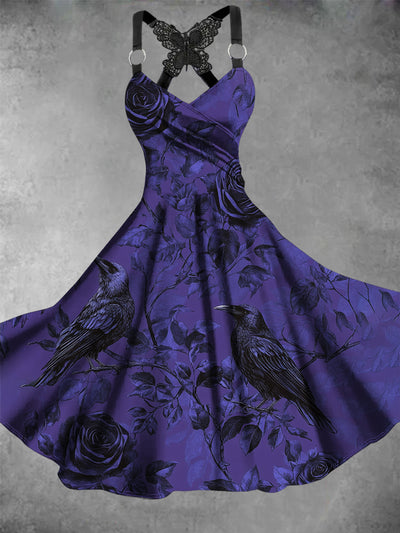 Vintage Crow Floral Print Dress