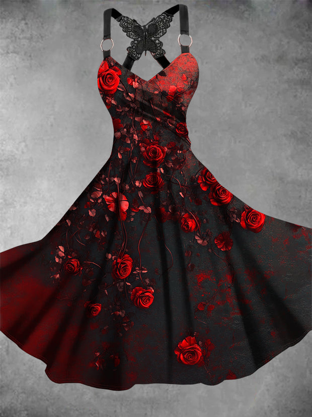 Vintage Floral Art Print Dress