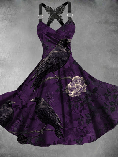 Vintage Crow Floral Print Dress