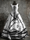 Women's Halloween Skull Print Vest Dress