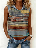 Women's Vintage Striped Print Patchwork Hooded Top