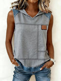 Women's Simple Patchwork Hooded Top