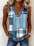 Women's Patchwork V-Neck Top