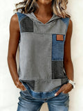 Women's Simple Patchwork Hooded Top