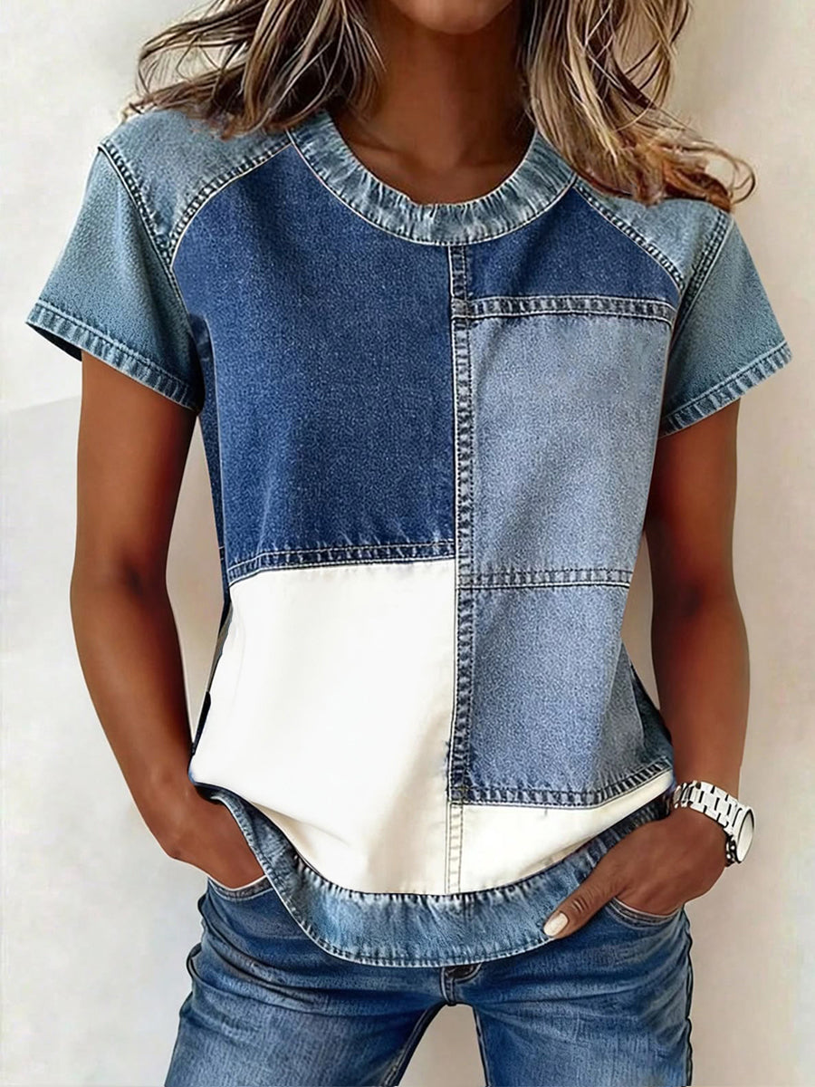 Women's Simple Patchwork Top