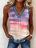 Women's Color-Blocked Pattern Patchwork Top