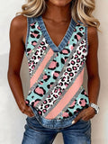 Women's Leopard Print Patchwork Top