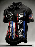 Men's Vintage Independence Day Flag Printed Short Sleeve Top