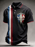 Men's Vintage Independence Day Flag Printed Short Sleeve Top