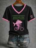 Women's Feminist Quote Print V-Neck Short Sleeve T-shirt