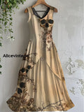Vintage Skull Art Print Casual Cotton Midi Dress A / S