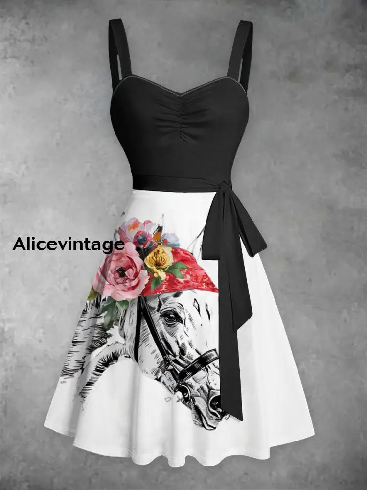 Women’s Derby Floral Lace-Up Dress Black / S