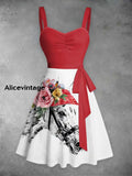 Women’s Derby Floral Lace-Up Dress Red / S