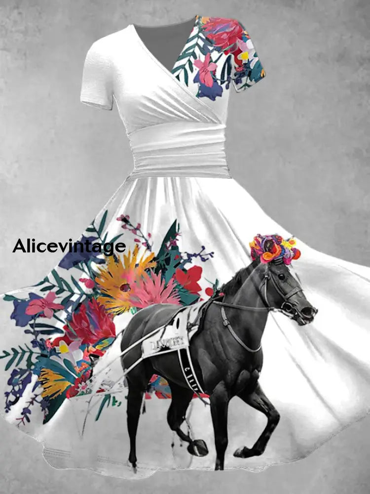 Women’s Derby Floral V Neck Dress As picture / S