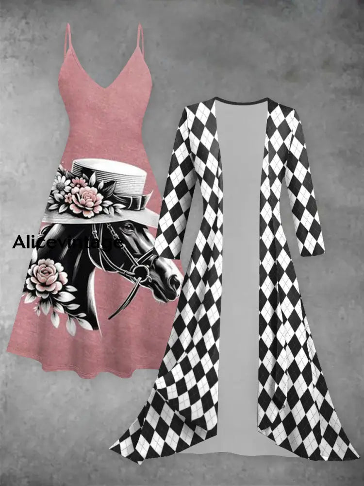 Women’s Derby Geometric Print Dress Dark Pink / S