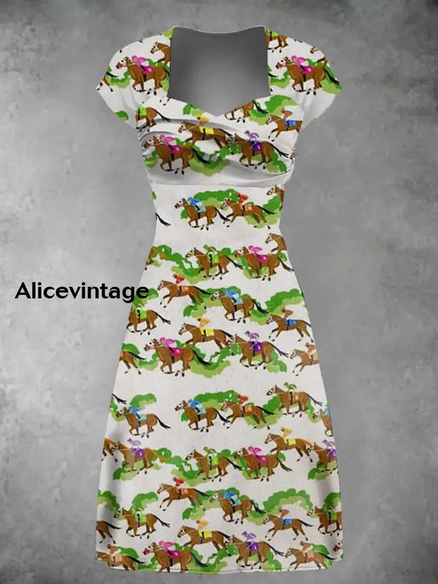 Women’s Derby Horse Art Print Dress As picture / S