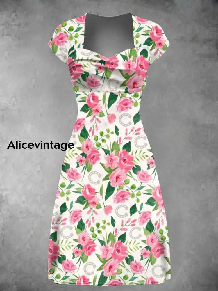 Women’s Derby Horse Art Print Dress As picture / S