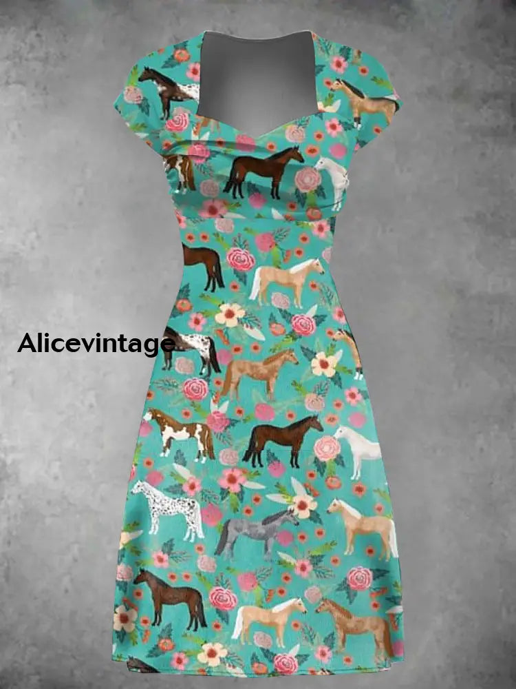 Women’s Derby Horse Art Print Dress As picture / S