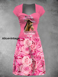 Womens Derby Horse Rose Print Dress Pink / S