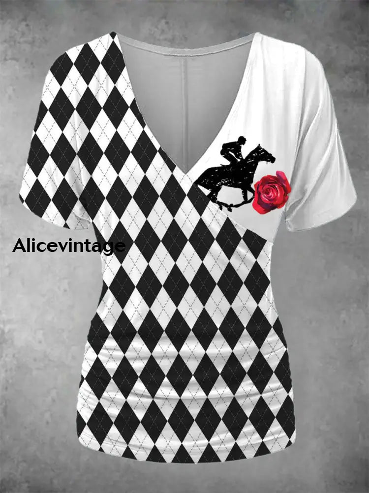 Women’s Derby Rose Check T-Shirt White / S
