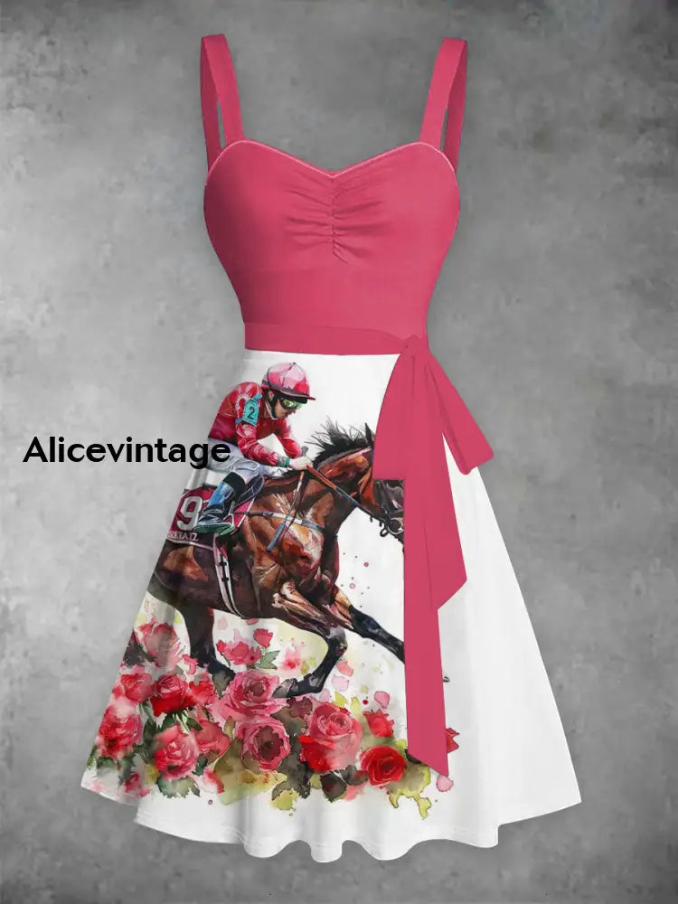 Women’s Derby Roses Lace-Up Dress Watermelon Red / S