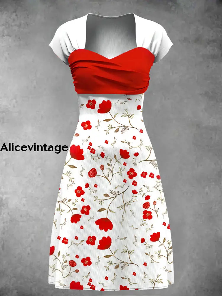 Women’s Floral Art Print Wrap Midi Dress