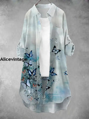 Women’s Vintage Butterfly Art Print Casual Dress