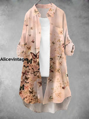 Women’s Vintage Butterfly Art Print Casual Dress A / S