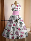 Women’s Vintage Derby Day Art Print V Neck Elegant Midi Dress A / S
