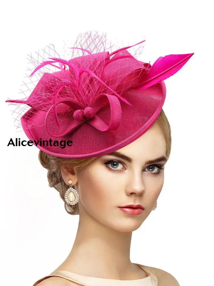 Women’s Vintage Derby Feather Headdress Rose Red / JM