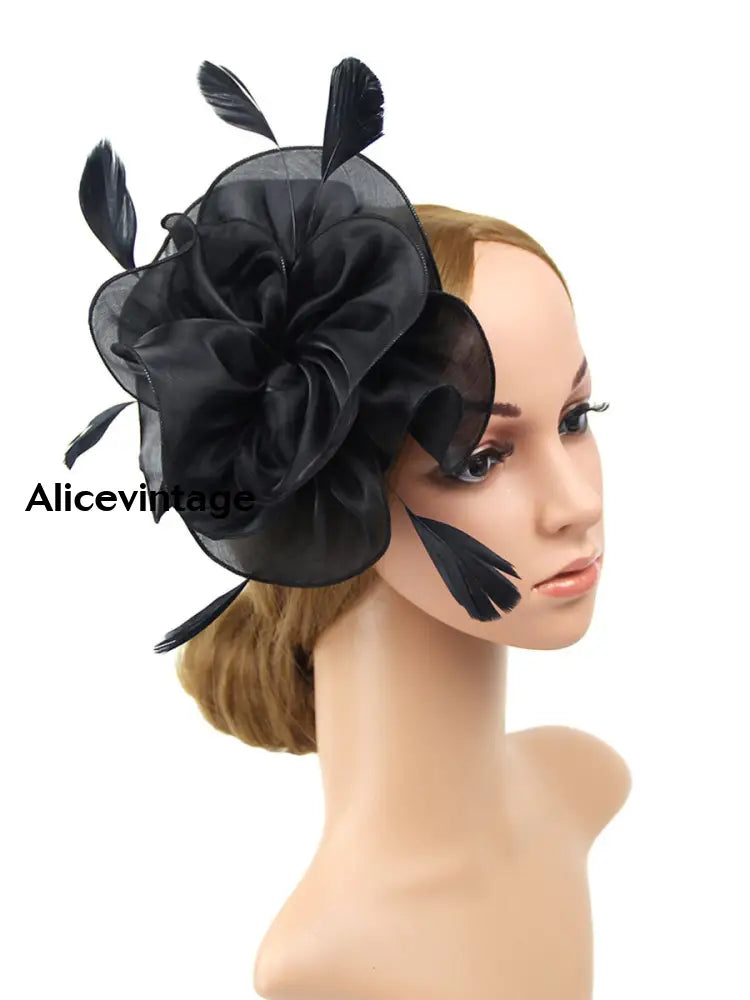 Women’s Vintage Derby Organza Feather Headdress Black / JM