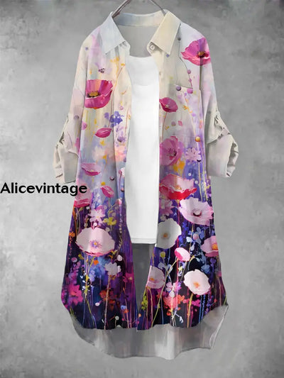 Women’s Vintage Floral Art Print Casual Dress