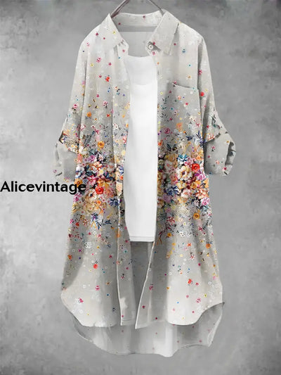 Women’s Vintage Floral Art Print Casual Dress